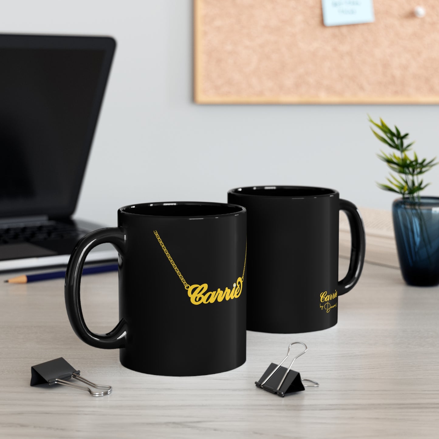 Carrie 'Nameplate' Necklace Mug 11oz Black