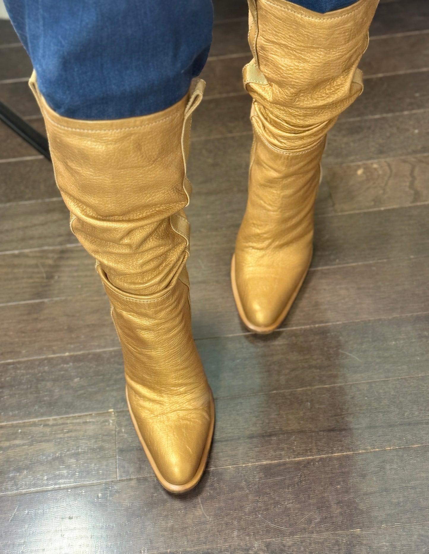 Carrie’s Gold Casadei Vintage Boots 10