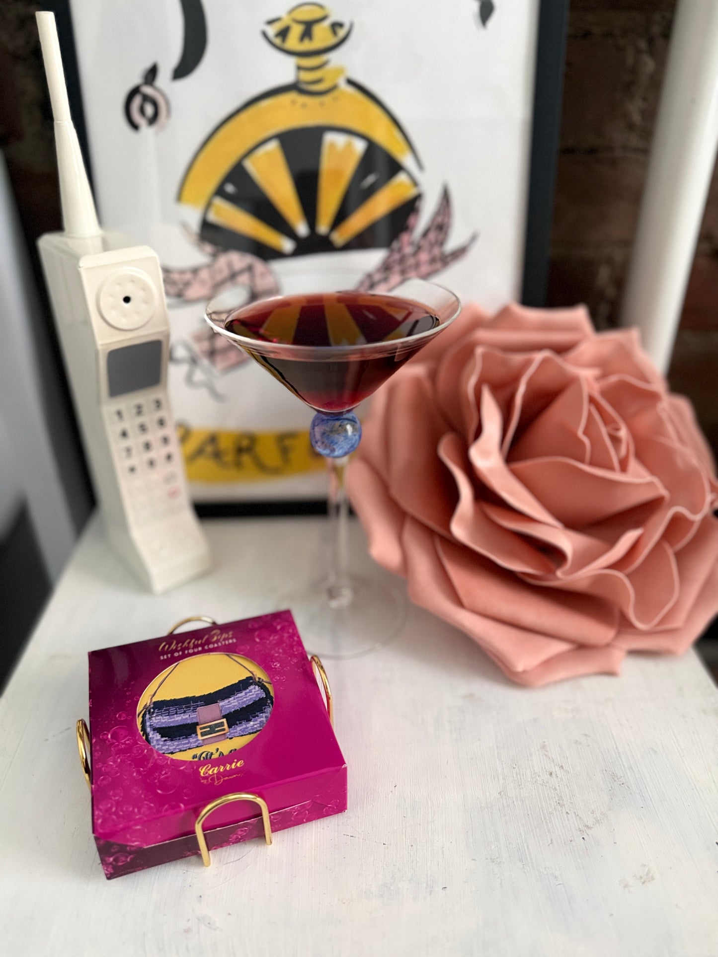 Wishful Sips™ BAG LADIES | Sex and the City Inspired Ceramic Coaster Set (Set of 4)
