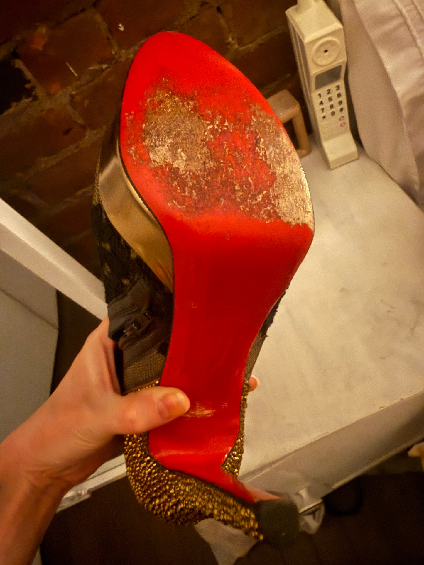 CHRISTIAN LOUBOUTIN LACE CRYSTAL BOOTIE SEX AND THE CITY