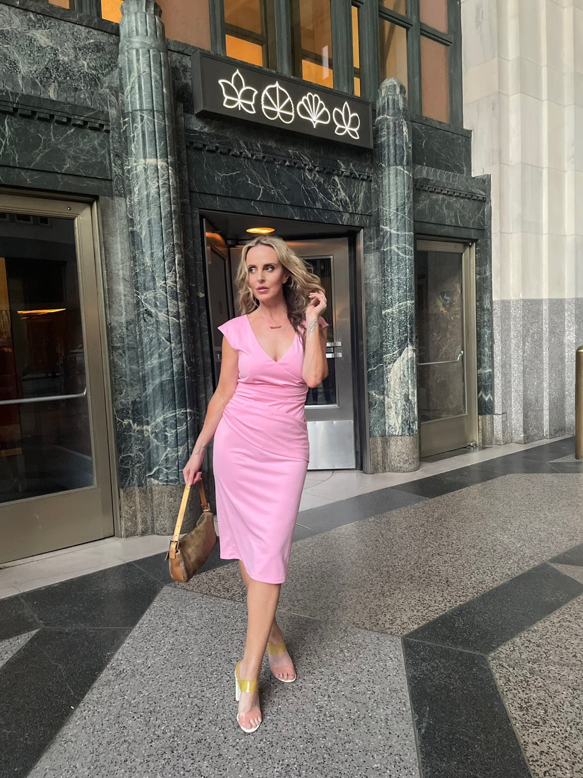 THE Pink Dress!! Carrie's Iconic Faux Wrap Dress