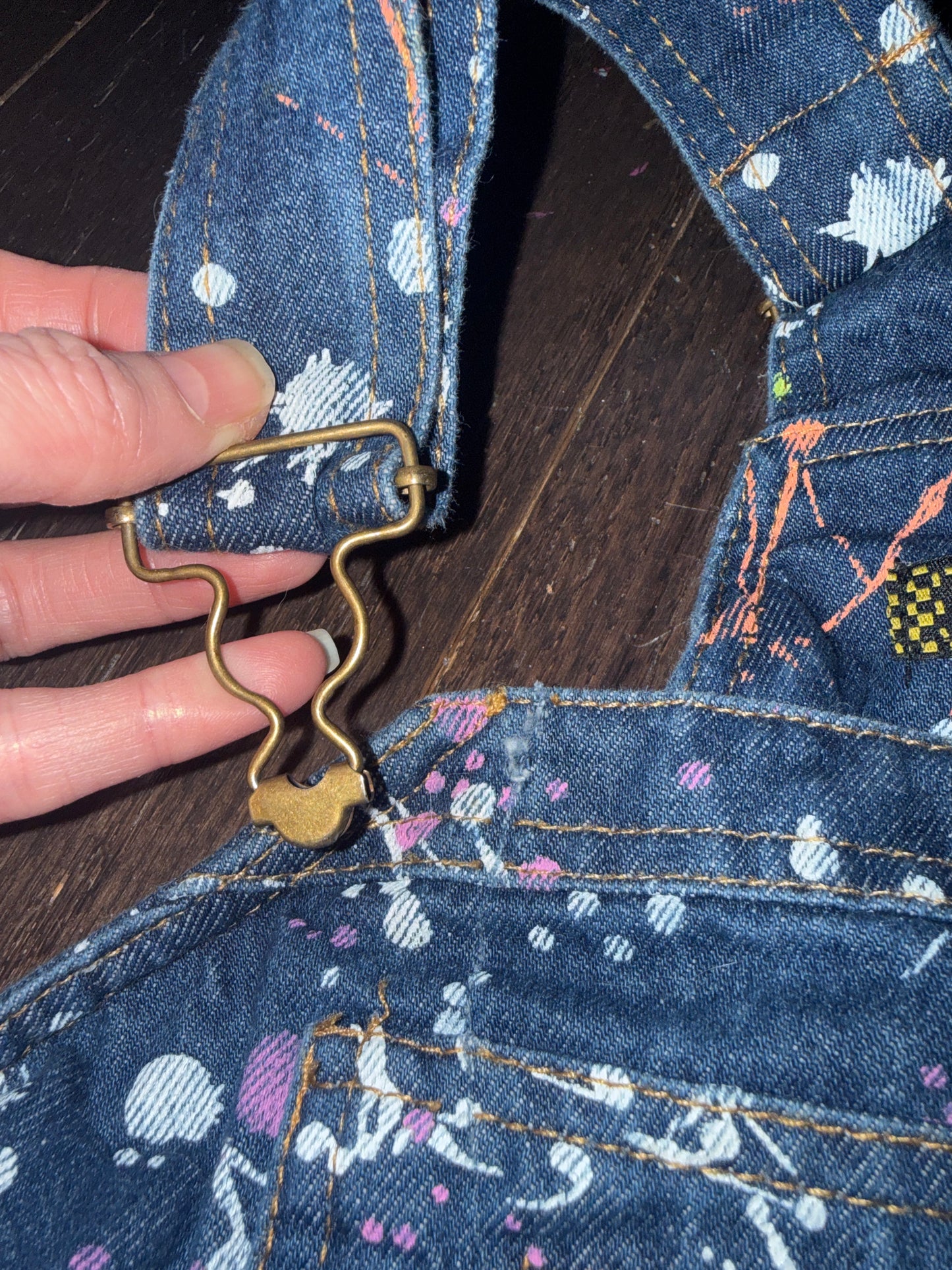 1980s Taxi Paint Slatted Denim Playsuit as seen on AJLT