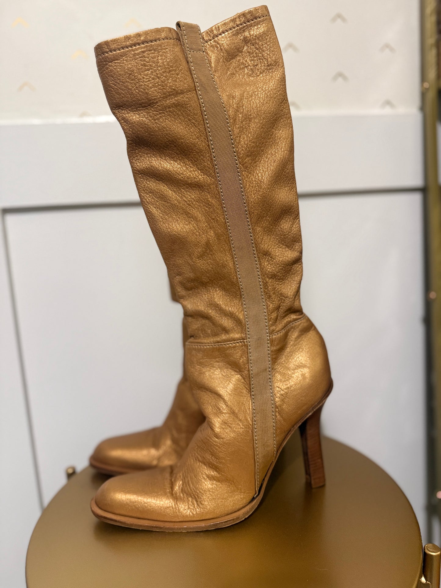 Carrie’s Gold Casadei Vintage Boots 10