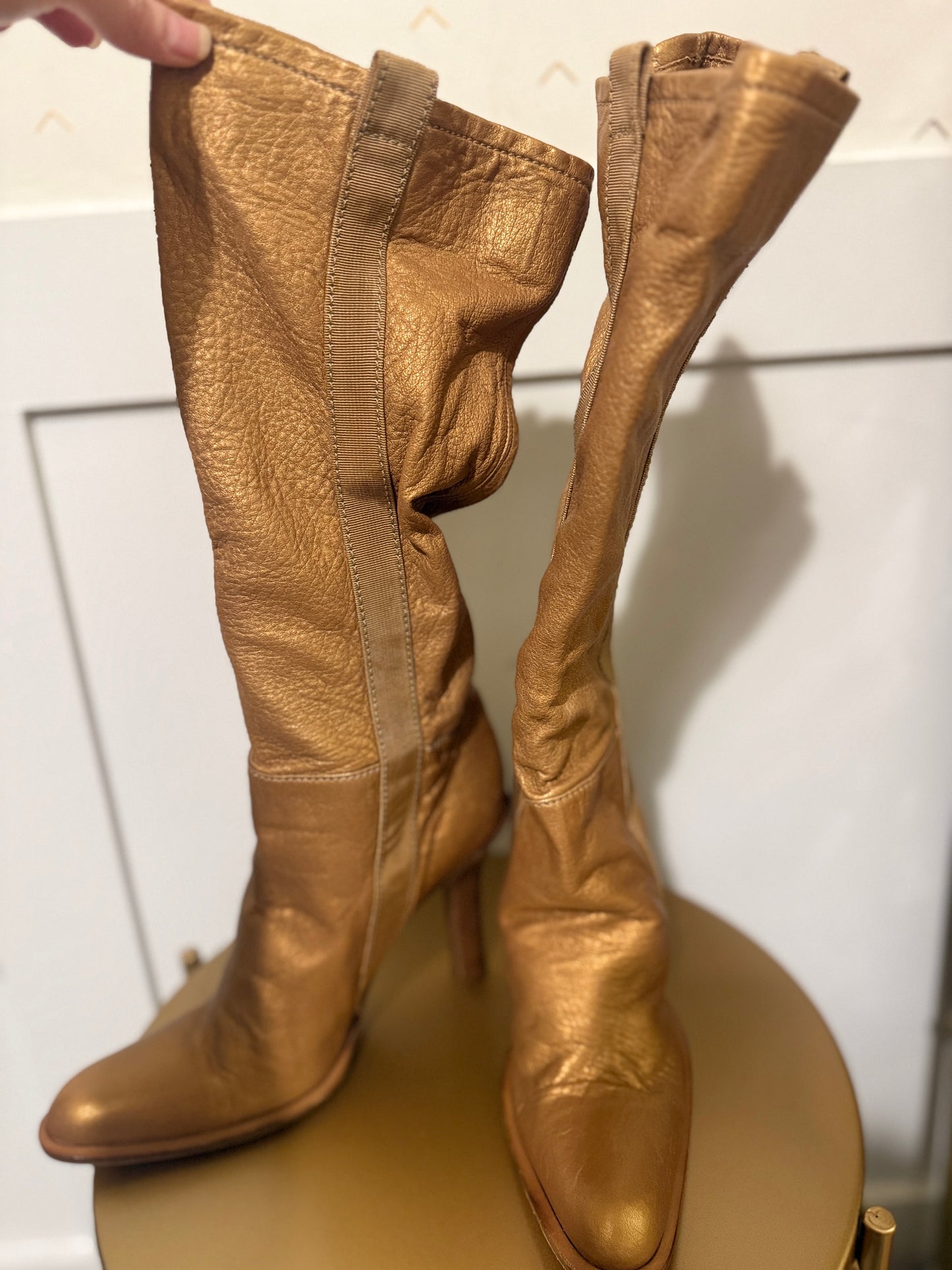 Carrie’s Gold Casadei Vintage Boots 10