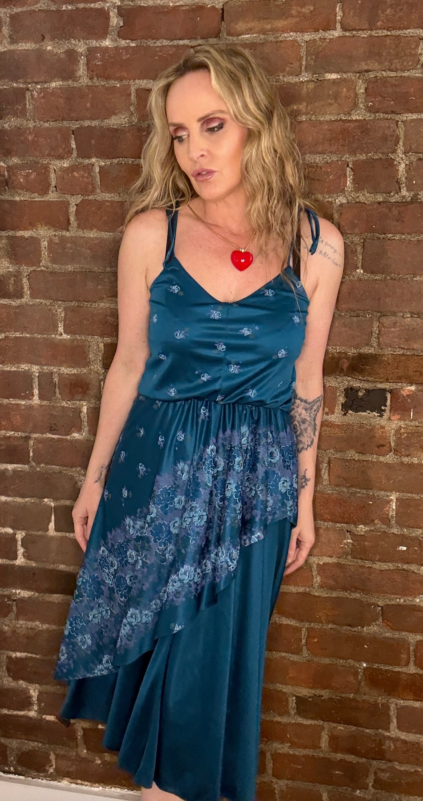 CARRIE’S 1970s TEAL BLUE BOHO DRESS S