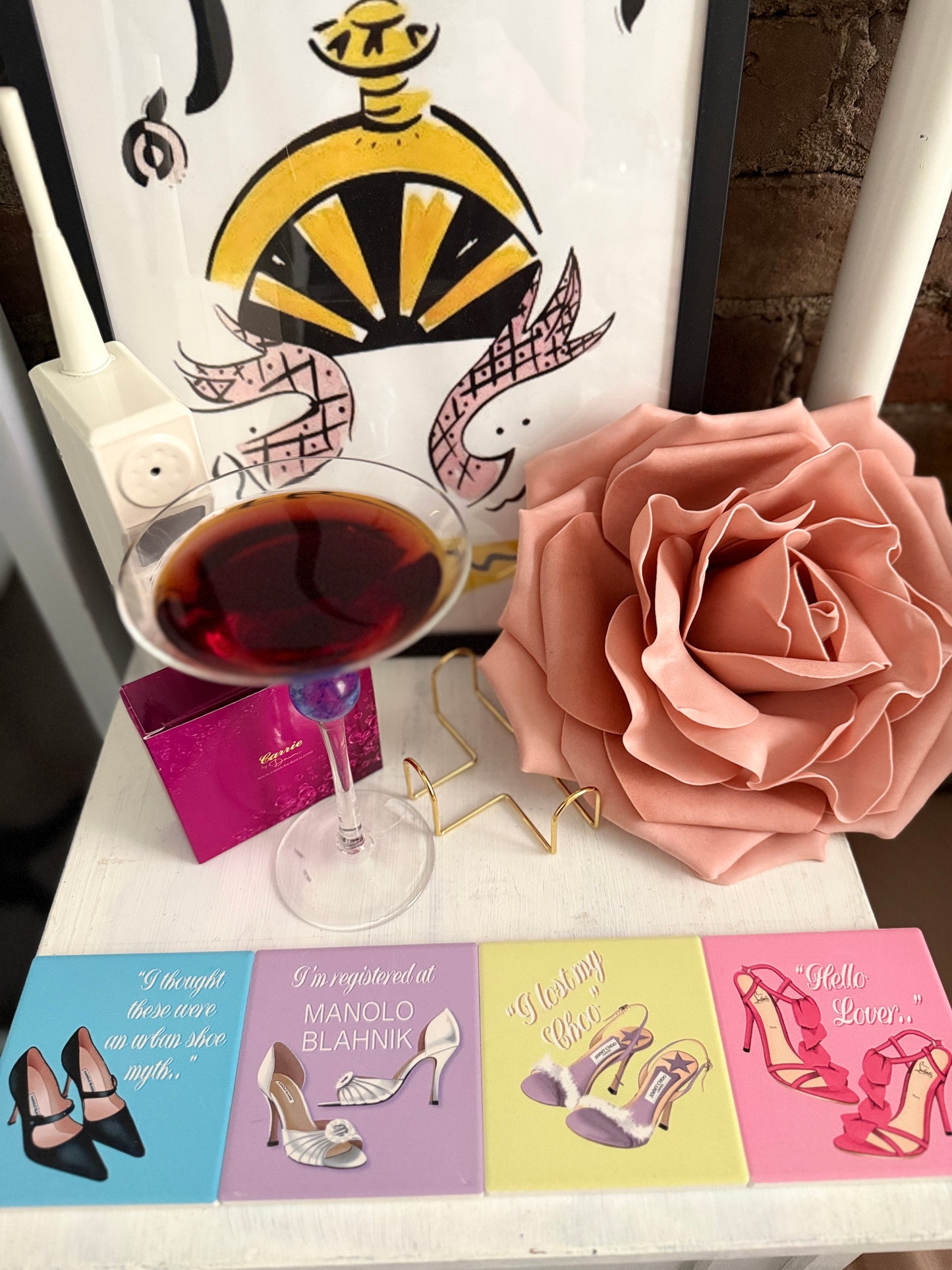 Wishful Sips™ SHOE GALS | Sex and the City Inspired Ceramic Coaster Set (Set of 4)
