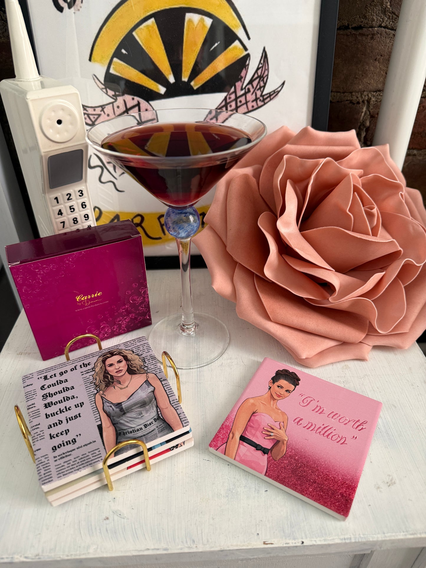 Wishful Sips™ IT GIRLS | Sex and the City Inspired Ceramic Coaster Set (Set of 4)