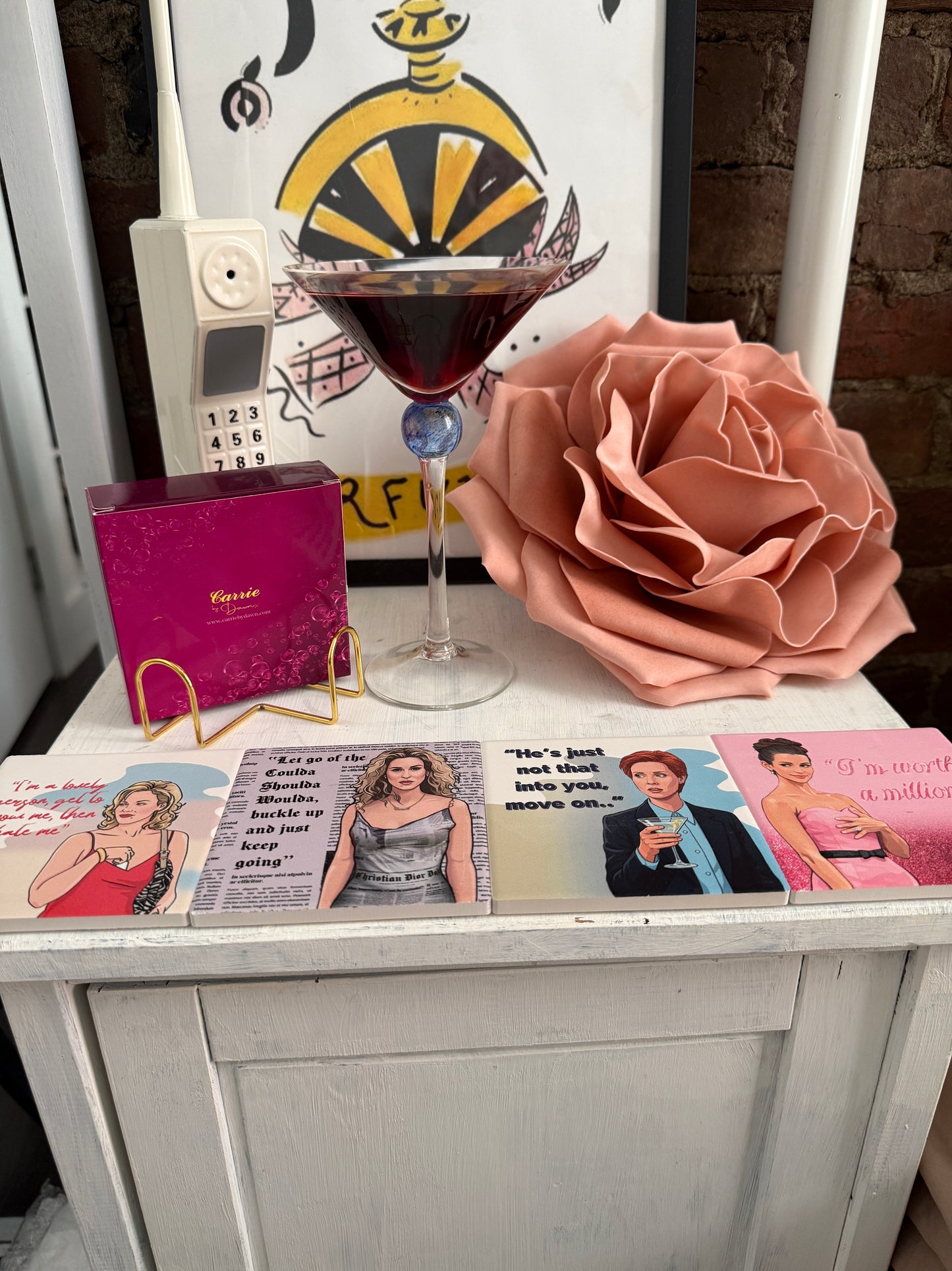 Wishful Sips™ IT GIRLS | Sex and the City Inspired Ceramic Coaster Set (Set of 4)