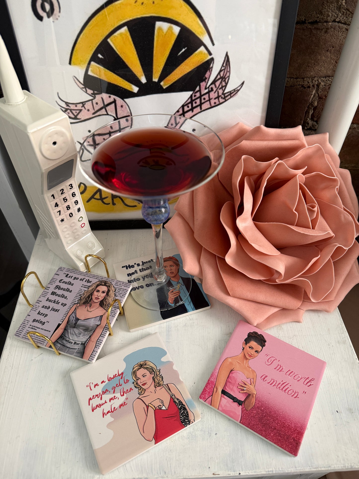 Wishful Sips™ IT GIRLS | Sex and the City Inspired Ceramic Coaster Set (Set of 4)