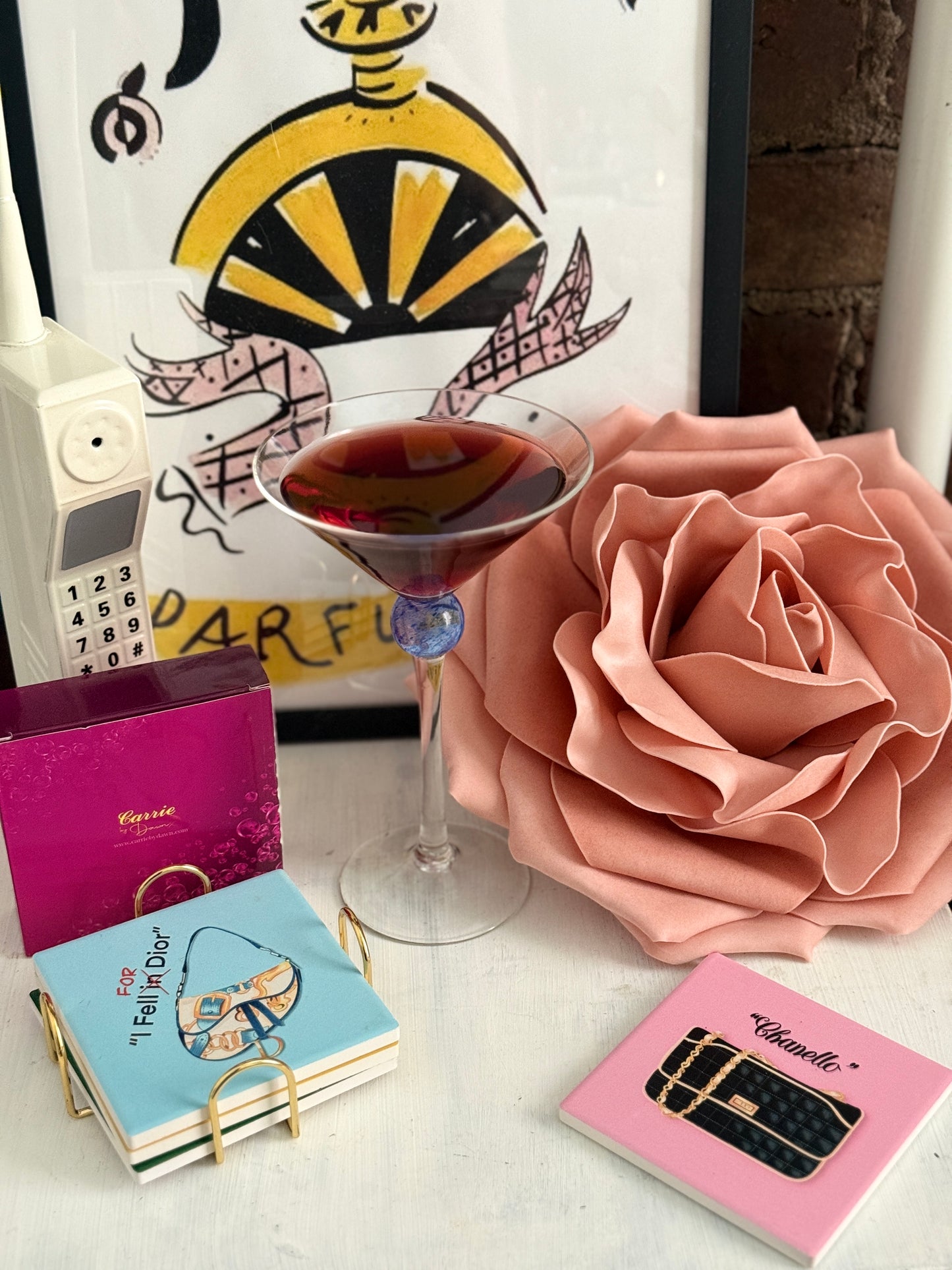 Wishful Sips™ BAG LADIES | Sex and the City Inspired Ceramic Coaster Set (Set of 4)