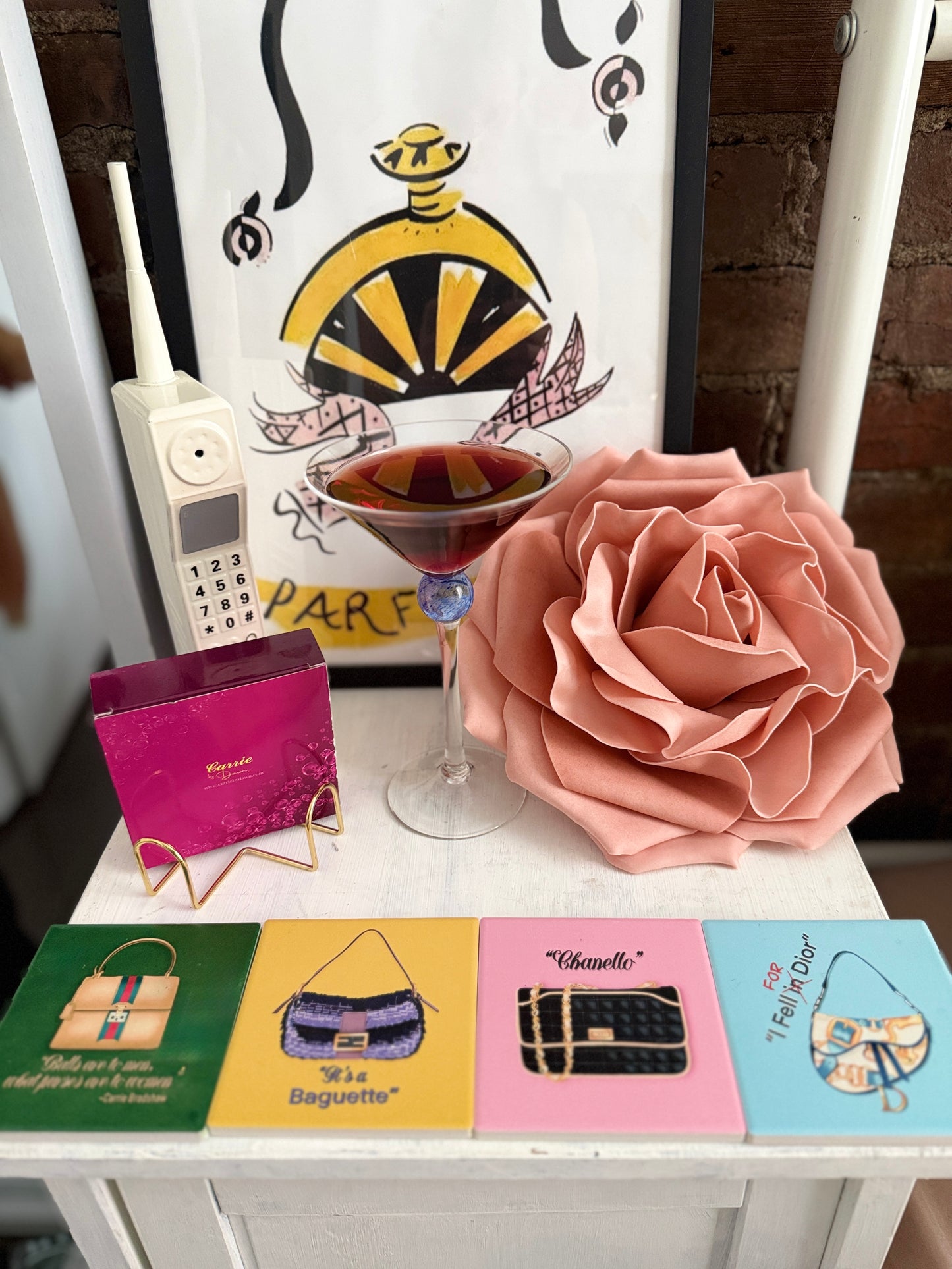Wishful Sips™ BAG LADIES | Sex and the City Inspired Ceramic Coaster Set (Set of 4)
