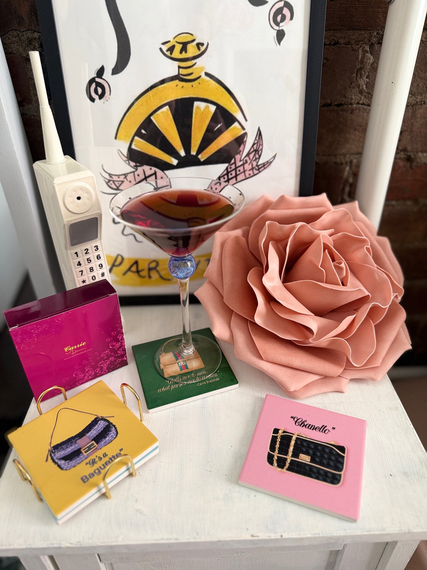 Wishful Sips™ BAG LADIES | Sex and the City Inspired Ceramic Coaster Set (Set of 4)