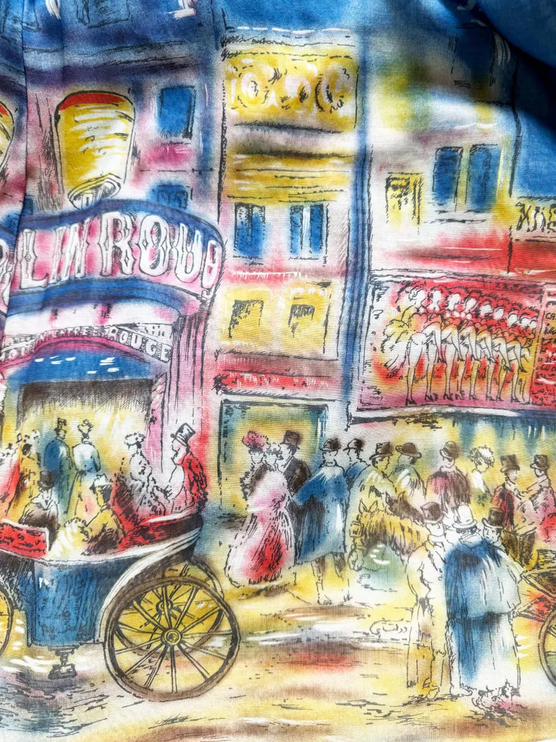 VINTAGE MOULIN ROUGE PRINT MAXI DRESS