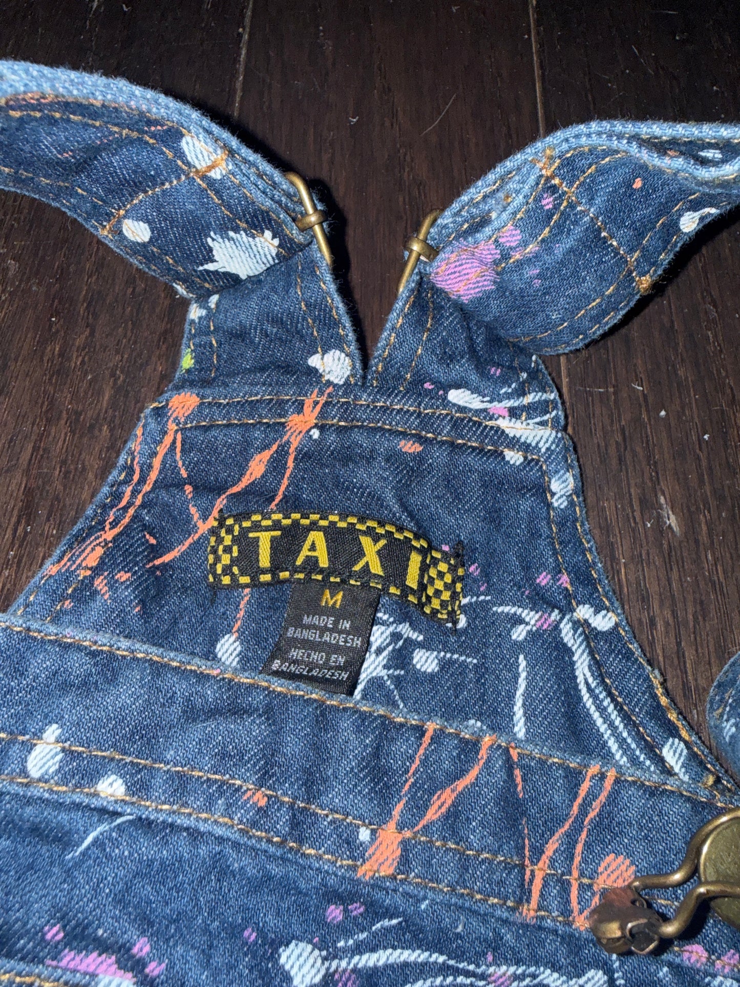1980s Taxi Paint Slatted Denim Playsuit as seen on AJLT